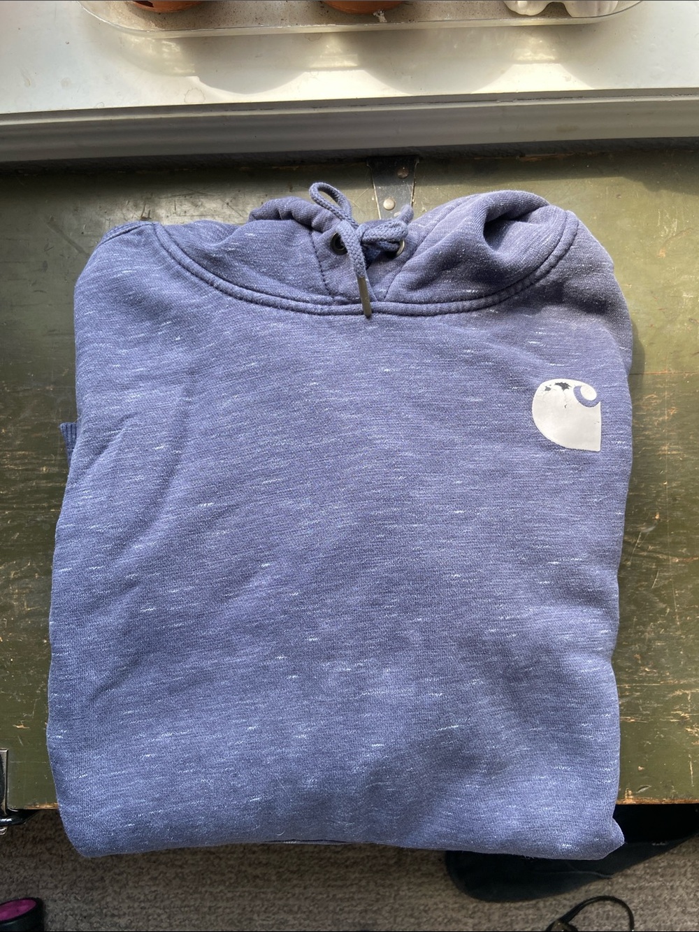 Carhartt Heather Navy Pullover Hoodie with Small Chest Logo